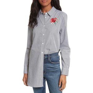 Equipment Carmine Embroidered Button-down Top